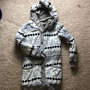 Fleece-lined hooded cardigan - worn once